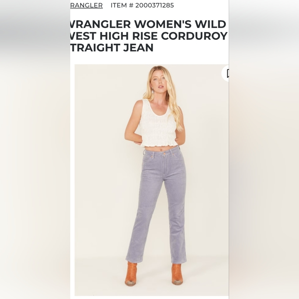 Wrangler Women's High Rise Corduroy Jeans - Periwinkle Blue/gray.
